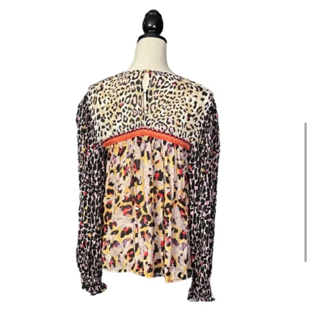 Anthropologie Bl^nk London JOELLE Leopard Print Peasant Blouse Sz S - Picture 6 of 7